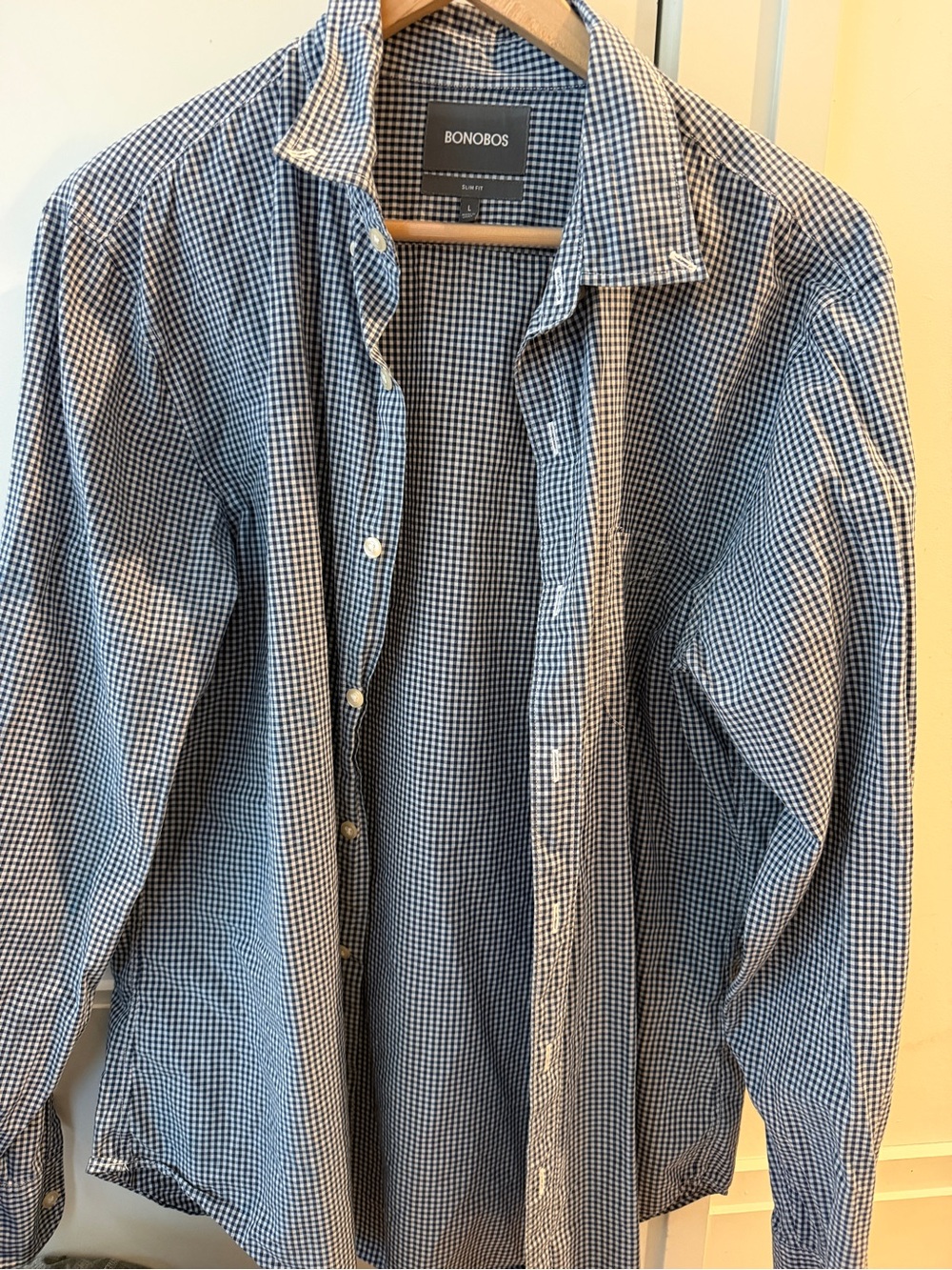 Bonobos Men’s Navy and White Gingham Button-Down Shirt